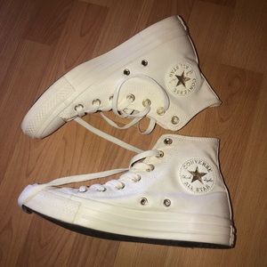 White High Top Converse Limited Edition Egret Gold